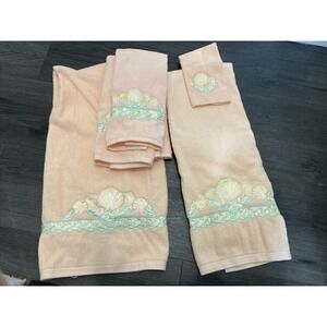 Vintage JC penny towel Set Coastal Shells 1980's New!